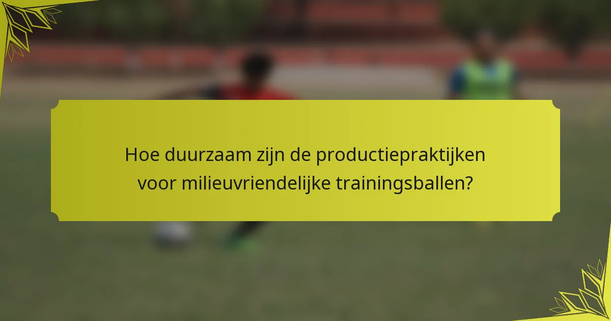 Hoe duurzaam zijn de productiepraktijken voor milieuvriendelijke trainingsballen?