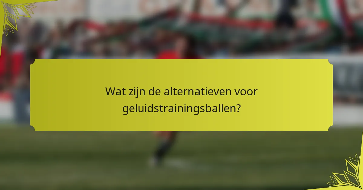 Wat zijn de alternatieven voor geluidstrainingsballen?