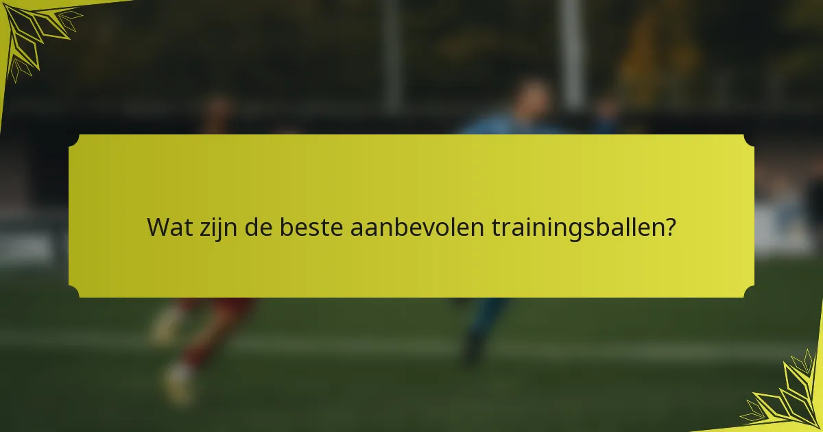 Wat zijn de beste aanbevolen trainingsballen?