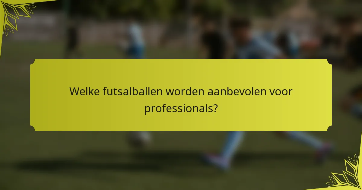 Welke futsalballen worden aanbevolen voor professionals?