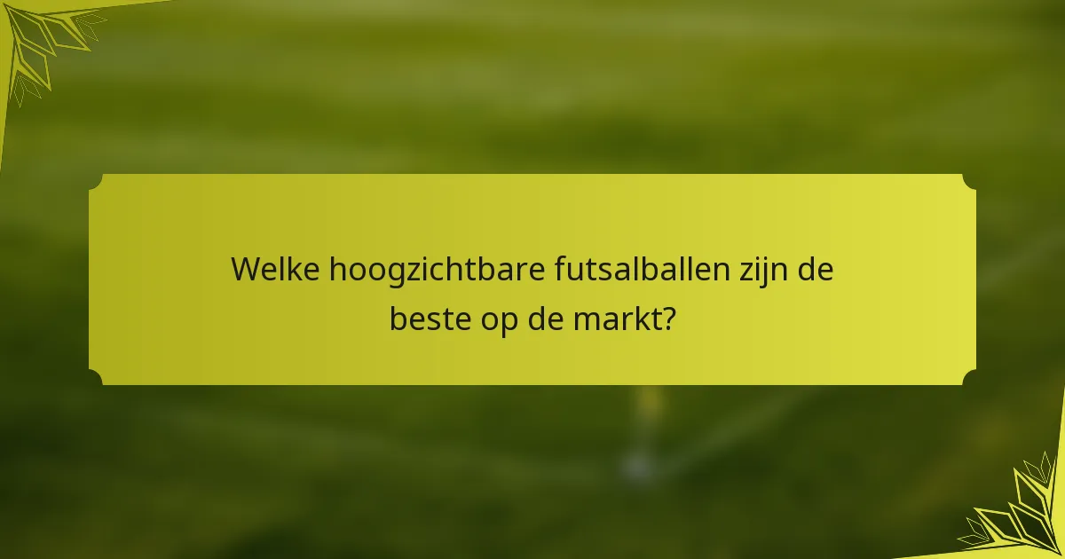 Welke hoogzichtbare futsalballen zijn de beste op de markt?